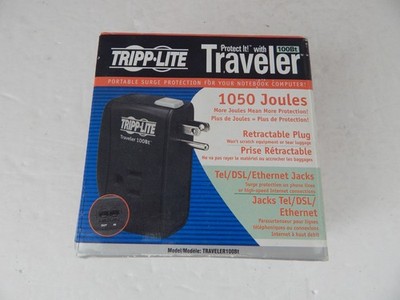 Tripplite Traveler 100BT 2 Outlets 1050 joule Portable Surge Protection New
