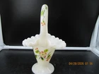 Hand Painted Vintage Fenton Milk Glass Basket Signed C. Smith