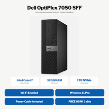 Dell Optiplex 7050 SFF i7-7700 32GB 1TB NVMe SSD Windows 11 Pro Desktop PC WiFi