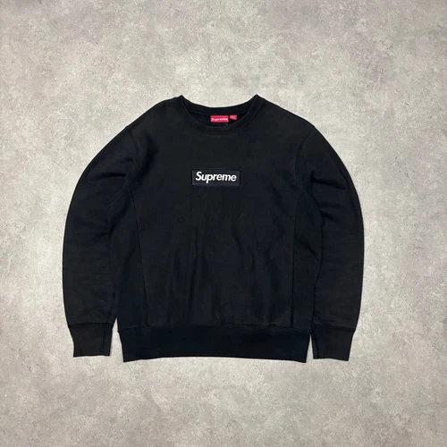 Sweat col rond noir logo Supreme Box (M)