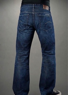 G-Star RAW 3301 Jeans Straight Washed Dunkelblau W40 L32 Gut