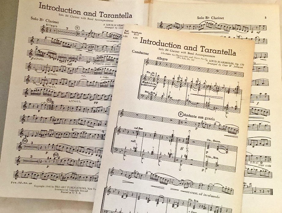 "Introduction and Tarantella" Clarinet Solo, Concert Band Sheet Music, Scarmolin - Image 2 of 2