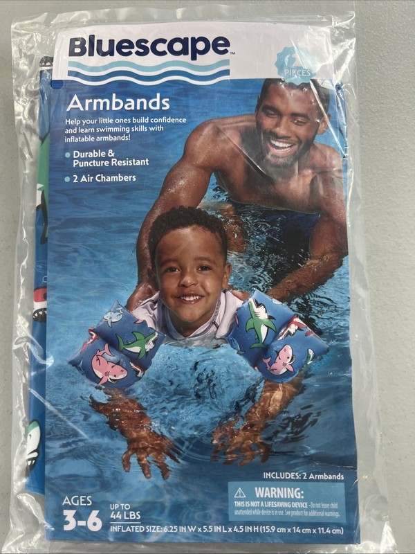 Bluescape Shark Children Ages 3-6 , ArmBands Up To 44lbs Pool Safety NEW