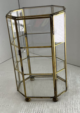 Vintage Glass Brass Display Curio Octagon 8x5...