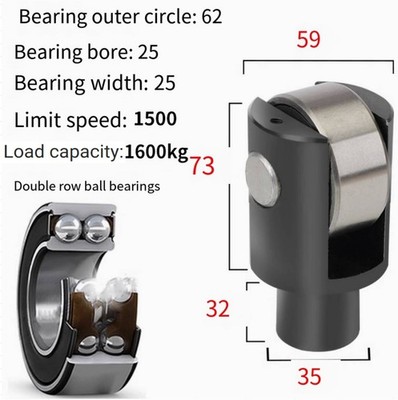 Mounting Diameter Heavy Duty Metal Working Lathe Steady Rest Roller Jaws 25-42MM