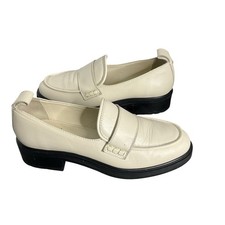 Aeyde Ruth Lug Sole Platform Italian Apron-toe Loafer Cr me With A Chunky Heel