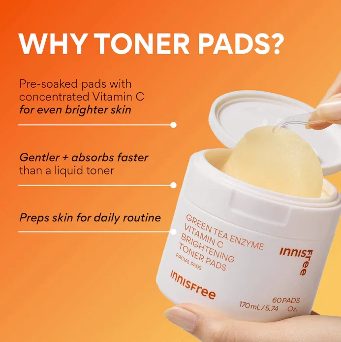 Innis бесплатный зеленый чай фермент/витамин С осветляющий тонер подушечки (60) новый в коробке - Изображение 4 из 4