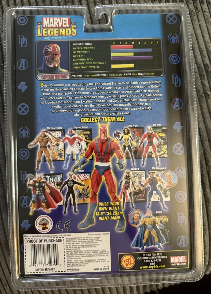 Marvel Legends Capitán Gran Bretaña 6" Hombre Gigante ToyBiz Perfecto Foto 2 de 2
