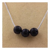 Halskette 3 Lava Perlen 8 Mm Edelstahlkette.