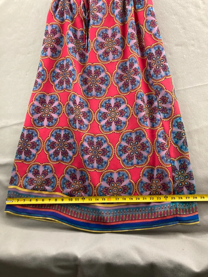 Maxi Falda Nicole by Nicole Miller Paisley Rosa Med Medallón Forrado Cordón Foto 4 de 4