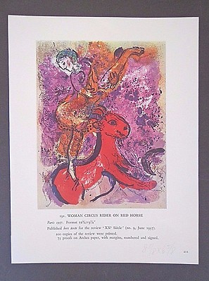 Marc Chagall 【KUNSTREITERIN AUF PFERD】 Marc Chagall Kunstreiterin auf rotem Pferd