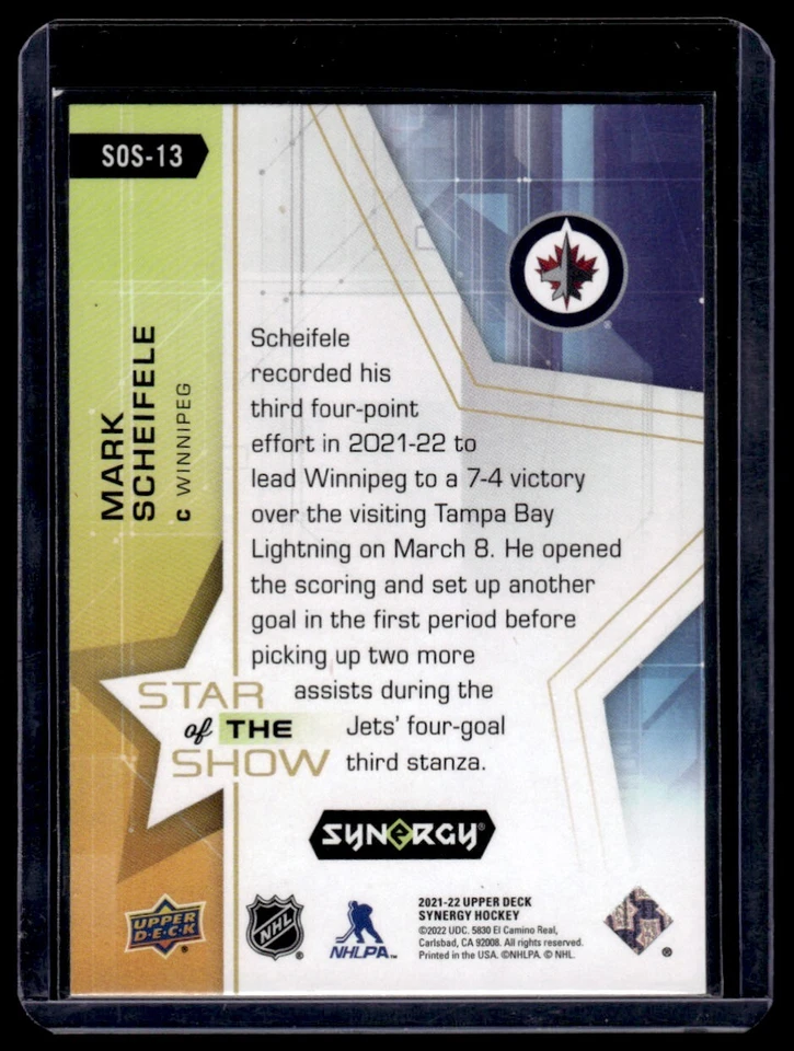 2021-22 Upper Deck Synergy Star of the Show Mark Scheifele #SOS-13 Winnipeg Jets - Image 2 of 2