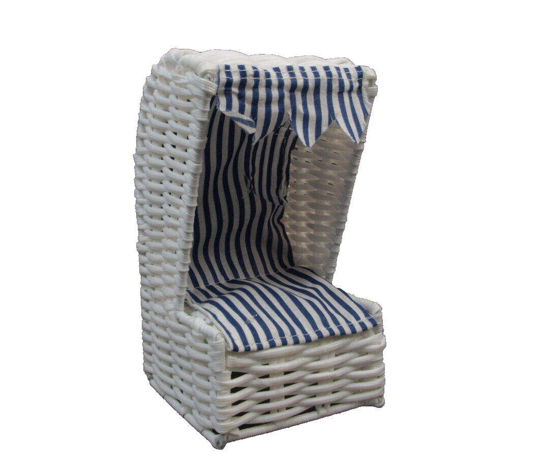 Mini Strandkorb weiß Höhe 17,5 cm Kunststoffgeflecht maritime