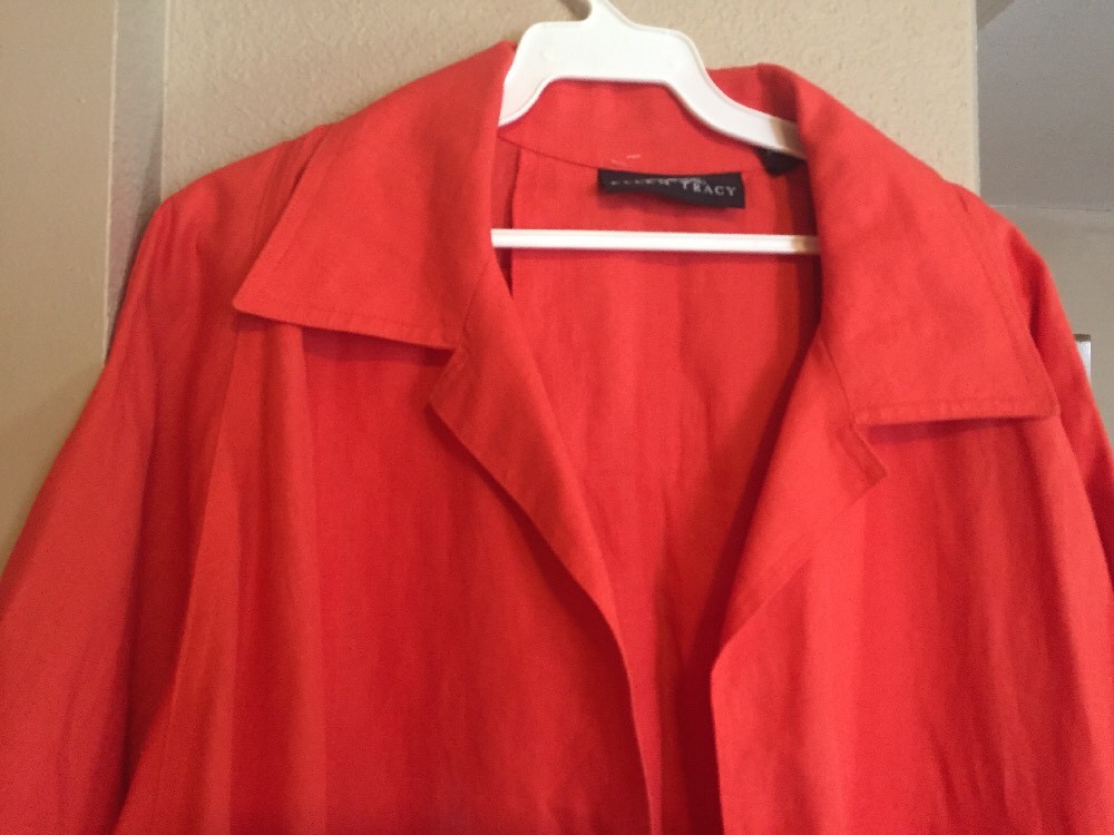 Linda Allard for Ellen Tracy Orange Jacket Linen Button Down 