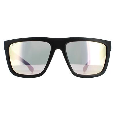 Hugo Boss Sonnenbrille BOSS 1451/S 0VK DC Matt Schwarz Blau Weiß Silber Spiegel