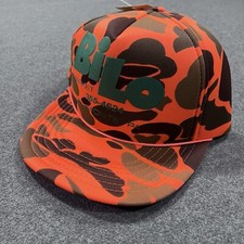 VTG 90s Bi-Lo Market Blaze Orange Camo Full Foam Trucker Hat Hunting Snapback