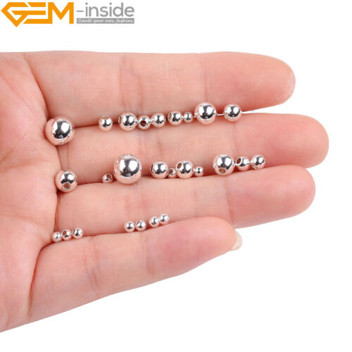 Hypoallergenic Polished Smooth White Silver Filled Beads for Jewelry Making - Picture 1 of 27