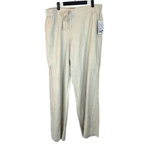 Jolt Cream Beige Linen Blend Flowy Pull On Drawstring Pants  XL NEW with Tags