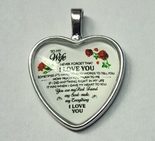 Heart Shaped Silver Tone Pendant I Love You TO WIFE