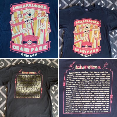LOLLAPALOOZA 2010 Music Festival Concert T-Shirt. SMALL Preowned NV