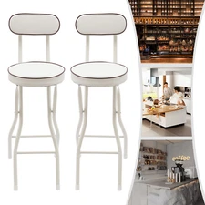 2 Pcs Folding Bar Stool with Backrest Tall Foldable Stool Chair Portable High...