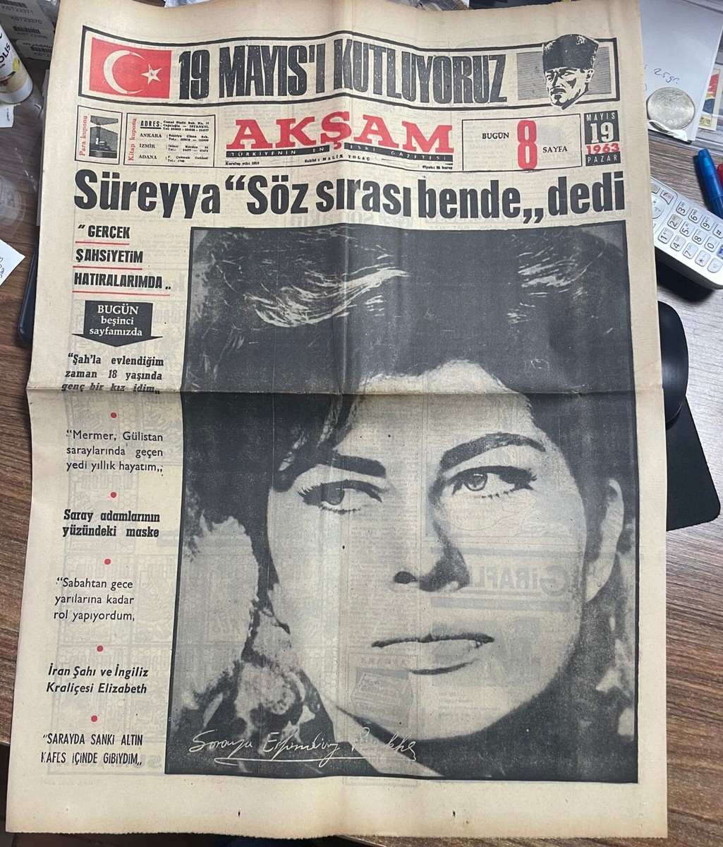 Princess Soraya Pahlavi 1963 Turkish Newspaper Magazine Reza Shah