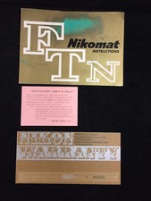 1972 NIKON NIKOMAT FTN INSTRUCTIONS MANUAL  WARRANTY CARD, JAPAN