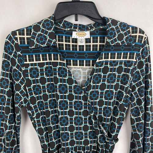 Talbots Women 3/4 Sleeve Pullover V Neck Print Dress Size 4 - Imagen 7 de 11