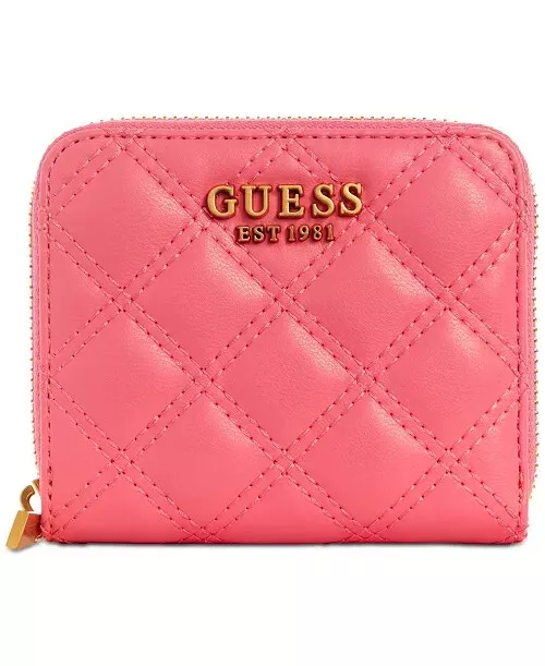 Guess Giully Small Quilted Zip Around Wallet Watermelon New with Tags