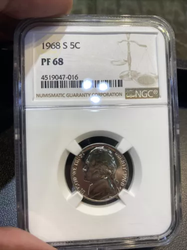 1968 S Proof Jefferson 5c NGC PF 68