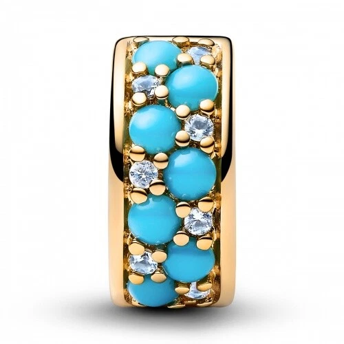 Aquablaues PANDORA SHINE Clip-Charm 14 Karat Vergoldung 763902C01 - Bild 2 von 3