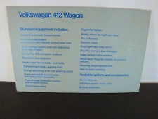 Volkswagen Type 412 Wagon Dealer Showroom Information Card, 13x8.75 in
