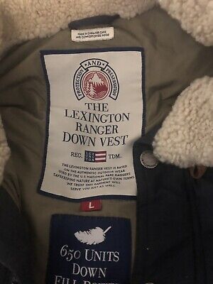 Lexington Clothing Mens Navy Ranger Down 600 Vest Leather Sz L