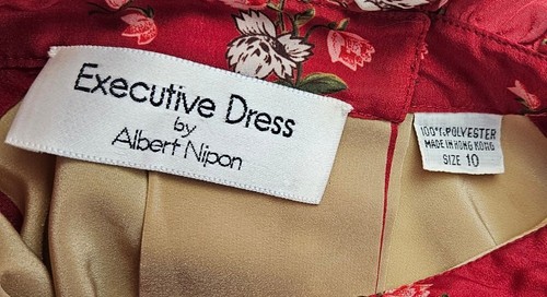 Vintage Executive Dress By Albert Nipon - Striped Floral Dress Size 10 - Picture 7 of 7