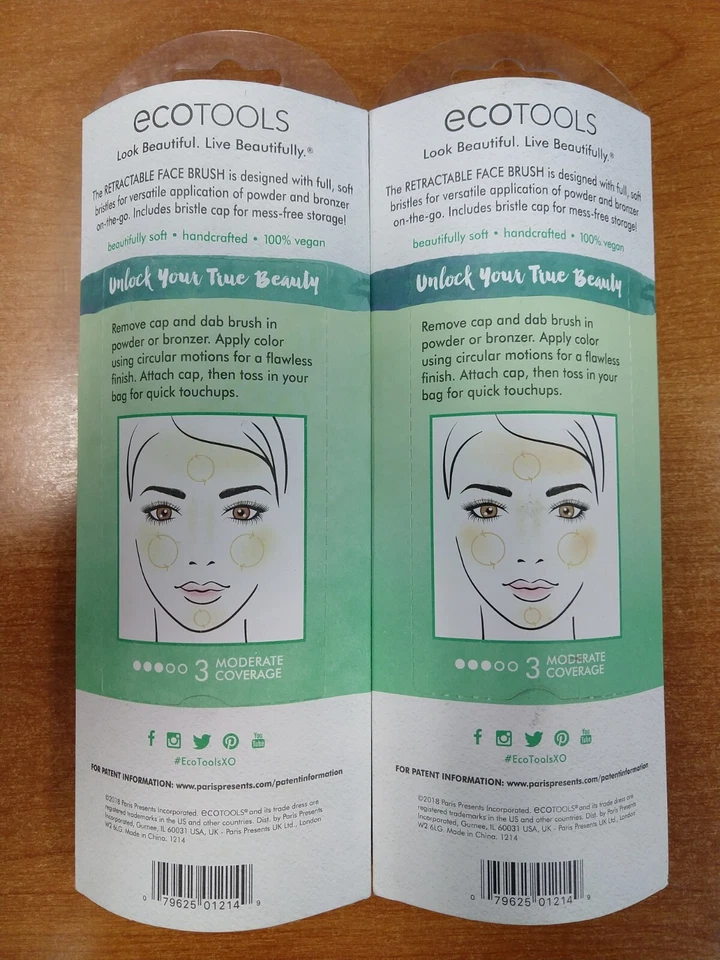 2 Pack: Ecotools Retractable Face Kabuki Powder Brush NEW (1214 R3P7) - Image 2 of 2