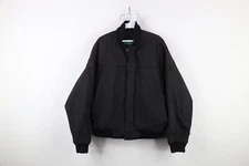 Vintage 90s Streetwear Mens XL Faded Blank Quilted Catalina Bomber Jacket Black