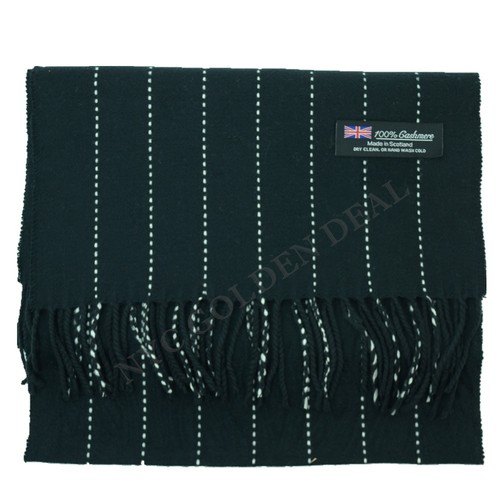Men Women unisex 100% CASHMERE Scarf Pure Plain thick stripe Soft Wool SCOTLAND - Picture 10 of 12