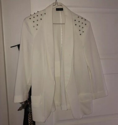 Blazer Blanc Clouté Miss Selfridge - Taille 10, Porté 2 Fois, Très Bon état