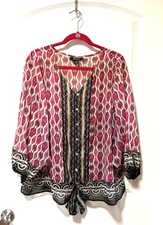 STYLE & CO. WOMAN Women’s Multicolor Tie Waist Dressy Blouse - Size 1X
