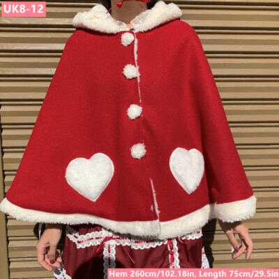 Lady Japanese Cape Kawaii Fleece Lining Ears Hooded Cloak Coat