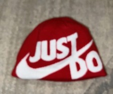 Youth Nike Beanie Knit Hat Stocking Skull Cap Reversible Orange Red Boys