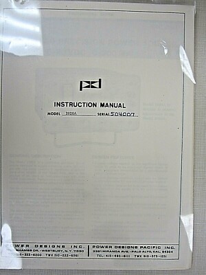 Power Designs Instruction Manual Model 2020A | eBay