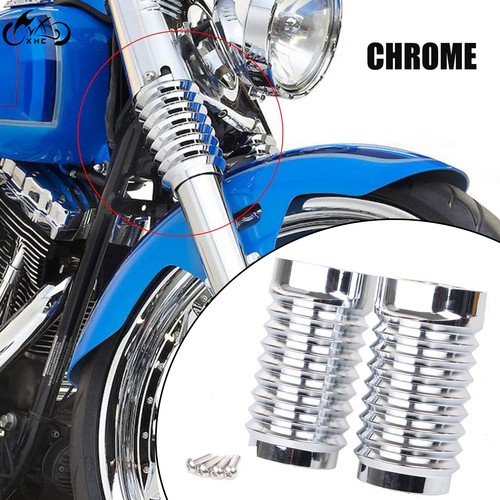 Chrome Fork Slider Covers For Harley Touring Electra Street Tri Glide Softail US - Picture 2 of 18