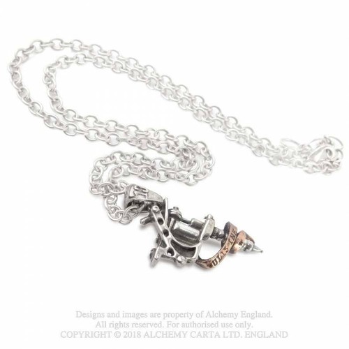 Alchemy Gothic Tattoo Gun Unisex Pendant Necklace • Local Stock • Gothic - Picture 2 of 3