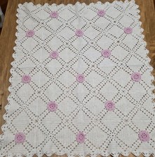 copertina misto lana, fatta a mano, panna e rosa, bimba,neonata, carrozzina