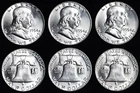 1954 & 1954-D & 1954-S Franklin SILVER Half Dollar BU UNCIRCULATED MS 3 Coin Set