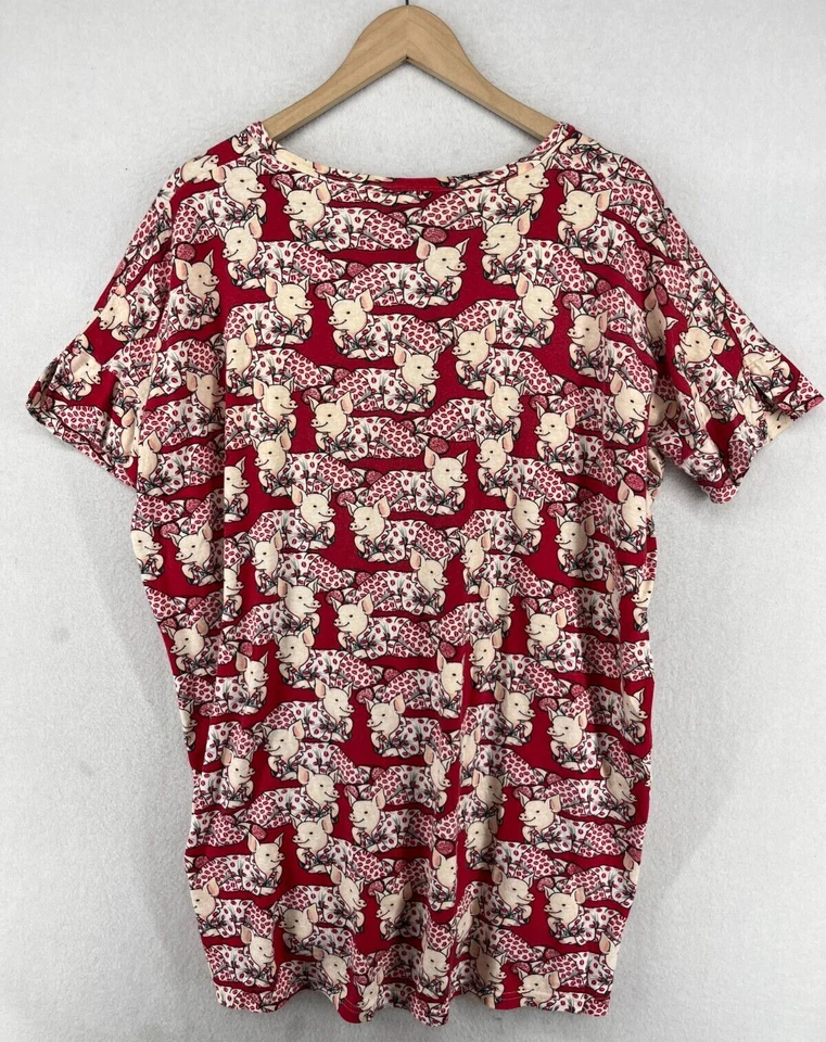 Рубашка для сна JOE BOXER S GIRLFRIEND Piggy пижама PJs свинья короткий рукав хлопок красная - Изображение 3 из 4