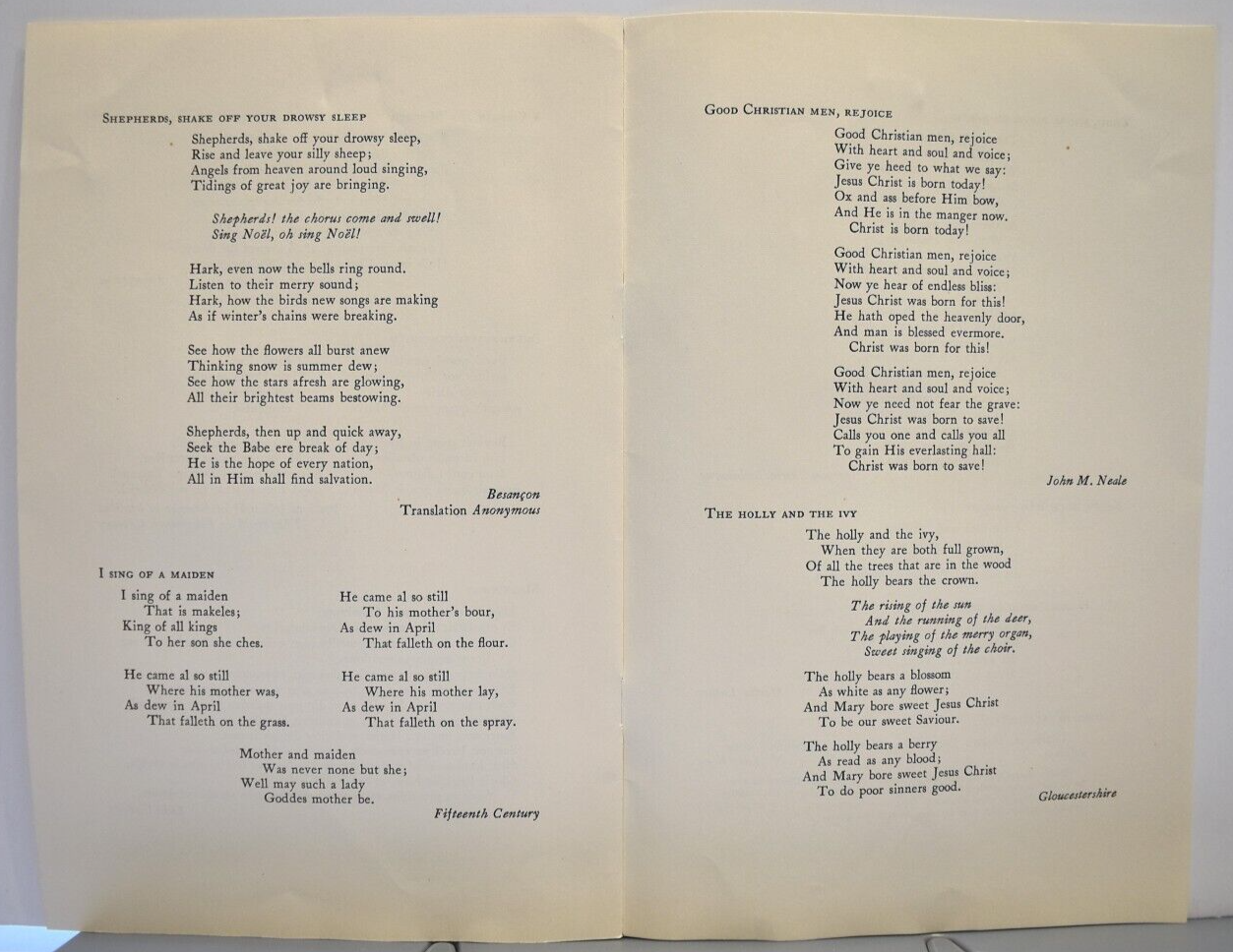 Vintage 1942 Christmas Music Vassar College Choir Williams Glee Club ...