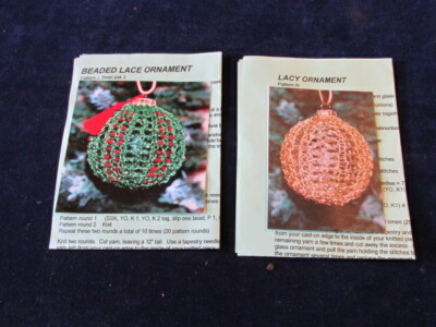 PATTERN ONLY Beaded Christmas Ornament Cover 2pc Lot   Q1025