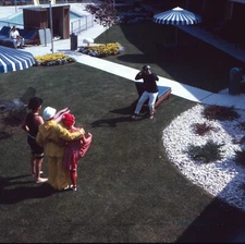 1968 Host Farm Resort Aerial Picture People in Costumes Vintage 126 Color Slide